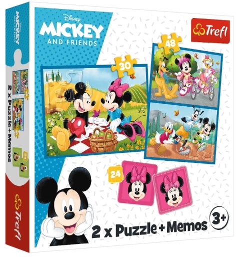 MYSZKA MICKEY I PRZYJACIELE MIKI Trefl Puzzle 2w1 48 30 MEMO 24 el