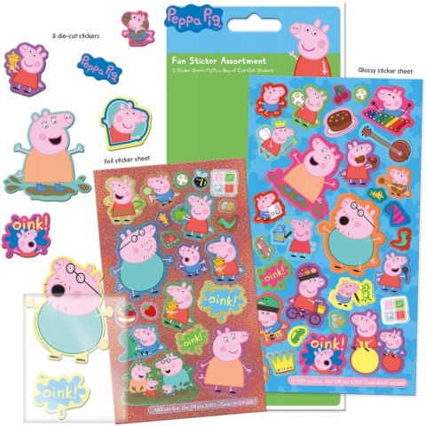 Naklejki zestaw metaliczne Świnka Peppa Pig 300szt