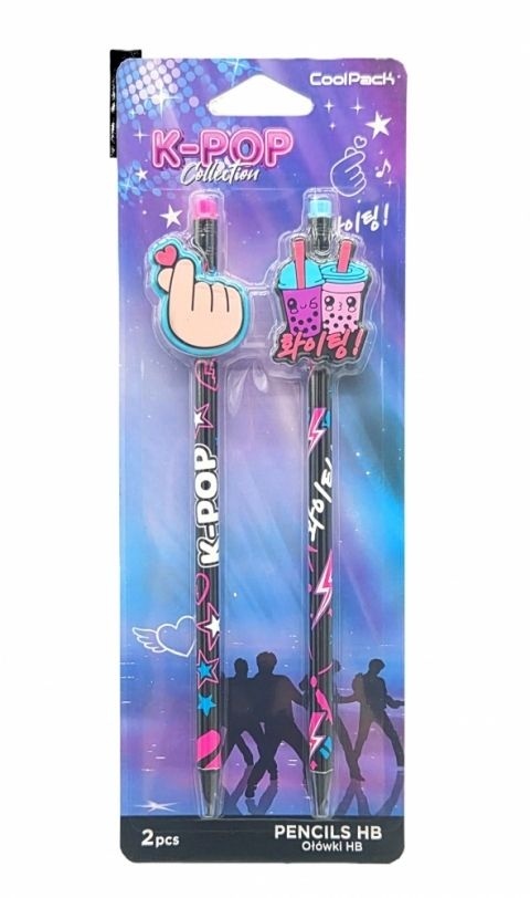 Ołówek z gumką HB figurką toperem serduszko soda pop K-POP 2 szt