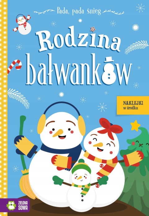 Pada, pada śnieg Rodzina bałwanków zadania kolorowanki naklejki