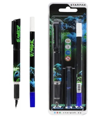 Pióro do nauki pisania wymazywalne ze stalówką wymazywacz + 2 naboje Gamer
