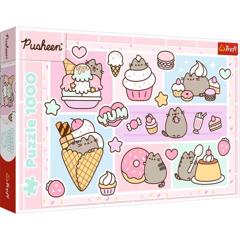 Puzzle Trefl kotki Słodki Pusheen łakocie 48x68,3 cm 1000 EL 10938