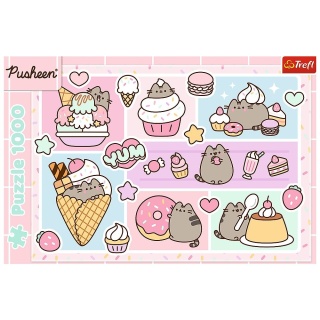 Puzzle Trefl kotki Słodki Pusheen łakocie 48x68,3 cm 1000 EL 10938