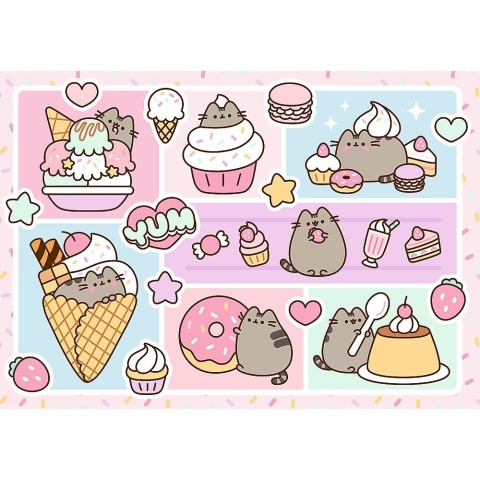 Puzzle Trefl kotki Słodki Pusheen łakocie 48x68,3 cm 1000 EL 10938