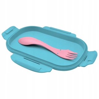ŚNIADANIÓWKA lunchbox dwukomorowa + sztućce widelec Lilo i Stitch Stich