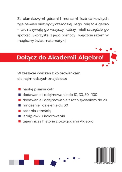Akademia Algebro zeszyt ćwiczeń z kolorowankami dla najmłodszych uczniów