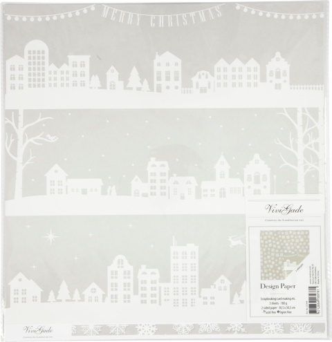 Promocja Papier ozdobny Christmas zimowe miasto 30,5x30,5cm 180g 3 ark