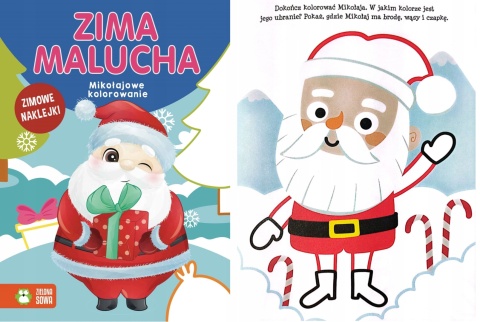 Zima malucha Mikołajkowe kolorowanie kolorowanka z naklejkami kolor kontur