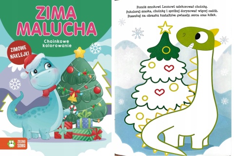 Zima malucha choinkowe kolorowanka z naklejkami kolorowy kontur naklejki A5