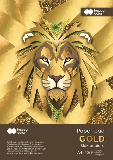 Blok Gold A4 150-230g. 10ark. złoty błysk holograficzny brokat Happy Color