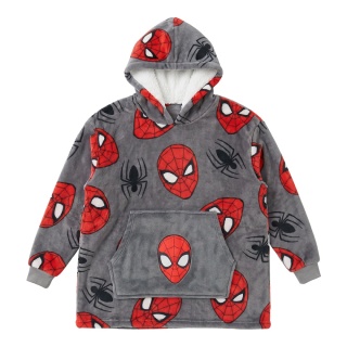 Bluza dziecięca sunddie Spiderman pluszowy koc polarowy ponczo 7-11 lat