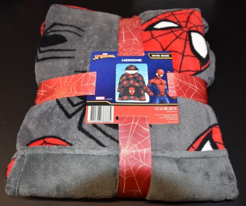 Bluza dziecięca sunddie Spiderman pluszowy koc polarowy ponczo 7-11 lat