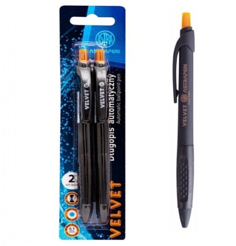 Długopis automatyczny z gumowym uchwytem ASTRA Velvet 0,7mm niebieski 2szt