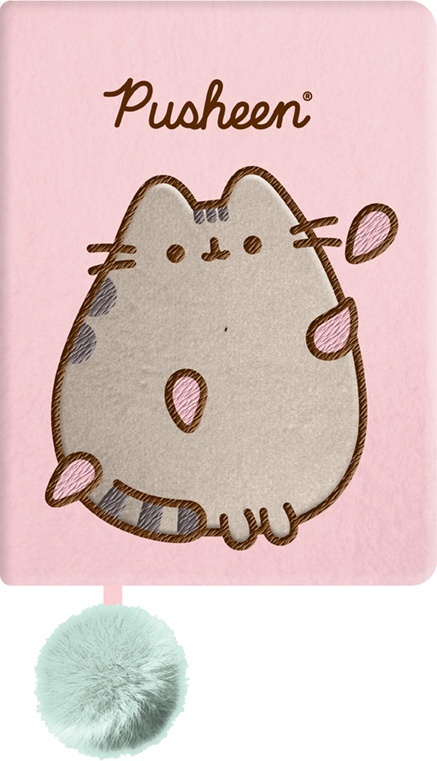 Notatnik pamiętnik pluszowy welurowy różowy 96 k A5 kot kotek Pusheen