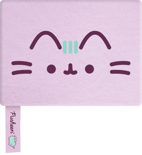 Notatnik pamiętnik pluszowy fioletowy + długopis z pomponem kot Pusheen A5