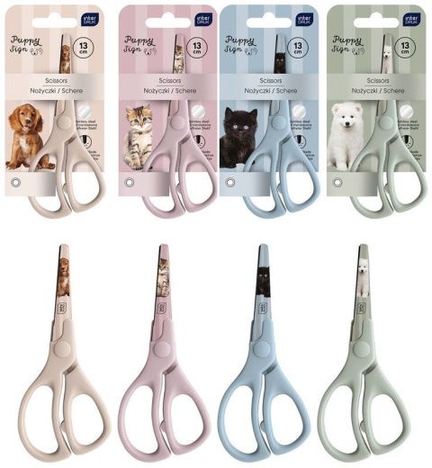 Nożyczki Puppy Sign pies kot 13cm zaokrąglona końcówka Interdruk 1 szt mix