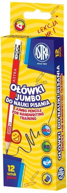 Ołówek trójkątny Jumbo gruby HB do nauki pisania 2 szt Astra