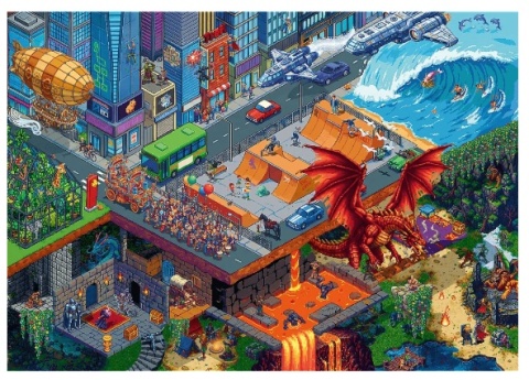 Puzzle Trefl miasto game smok PIXEL 48x68,3 cm 1000 EL 10986