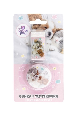 Temperówka strugaczka gumka SWEET PETS kotek pies