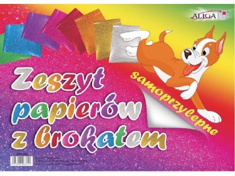 Zeszyt papierów kolorowych brokatowy samoprzylepny 8 kolorów B5 Aliga
