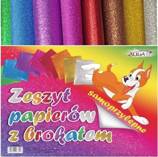 Zeszyt papierów kolorowych brokatowy samoprzylepny 8 kolorów B5 Aliga