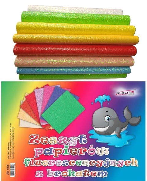 Zeszyt papierów kolorowych brokatowy fluo 8 kolorów B5 Aliga