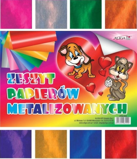 Zeszyt papierów kolorowych metalizowanych 8 kolorów B5 Aliga