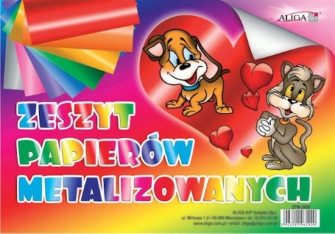 Zeszyt papierów kolorowych metalizowanych 8 kolorów B5 Aliga
