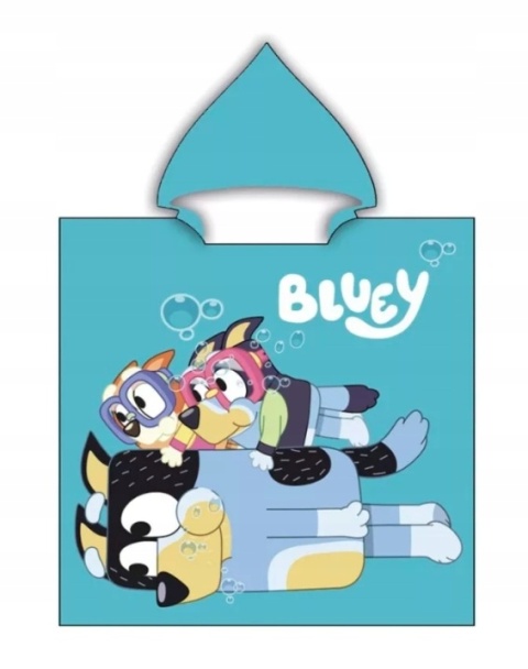 Bingo i Bluey z tatą ponczo poncho ręcznik szybkoschnący Blue 55x110