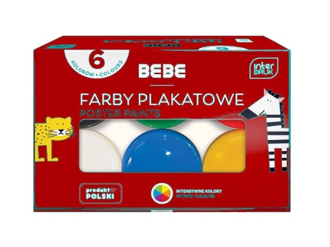 Farby Plakatowe 6 x 20 ml kolorów BEBE Kids Interdruk