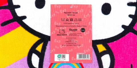 Ręcznik do rąk i twarzy przedszkola kot HELLO KITTY 30X50