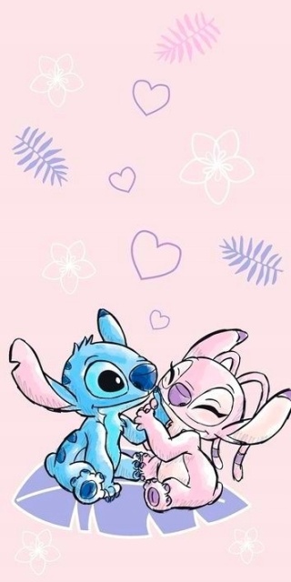 Ręcznik kąpielowy plażowy Stitch i Angel Andzia Stich bawełniany 70x140