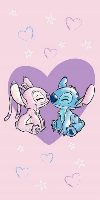 Ręcznik kąpielowy plażowy Stitch i Angel Love Stich bawełniany 70x140