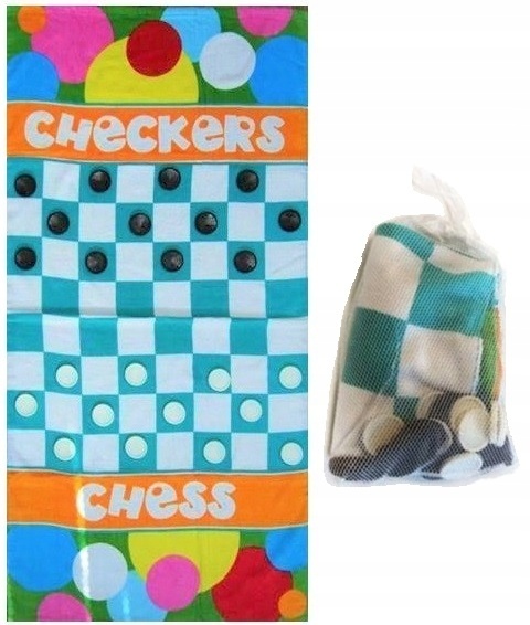 Ręcznik kąpielowy plażowy bawełniany SZACHOWNICA WARCABY GRA pionki 70x140