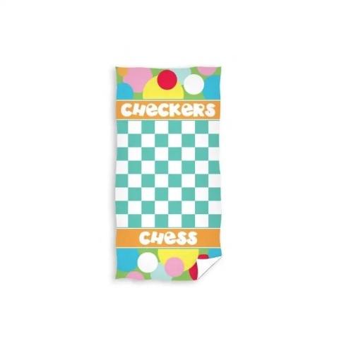 Ręcznik kąpielowy plażowy bawełniany SZACHOWNICA WARCABY GRA pionki 70x140