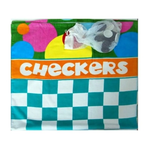 Ręcznik kąpielowy plażowy bawełniany SZACHOWNICA WARCABY GRA pionki 70x140