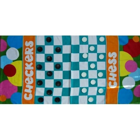 Ręcznik kąpielowy plażowy bawełniany SZACHOWNICA WARCABY GRA pionki 70x140