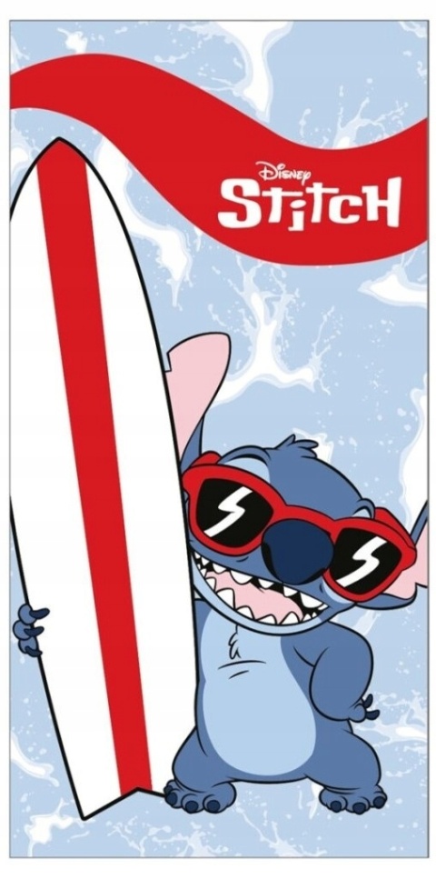 Ręcznik kąpielowy plażowy na basen szybkoschnący Stitch Stich Surfer 70x140