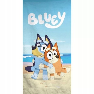 Ręcznik plażowy kąpielowy Blue na plaży szybkoschnący Bingo i Bluey 70x140