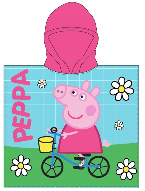 ŚWINKA PEPPA na rowerze ponczo poncho ręcznik szybkoschnący 55x110