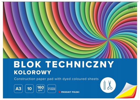 Blok techniczny A3 10 k 160g kolorowy Interdruk 1 szt