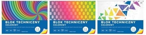 Blok techniczny A3 10 k 160g kolorowy Interdruk 1 szt