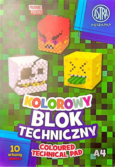 Blok techniczny A4 10 k 170g kolorowy barwiony w masie PIxel Astra