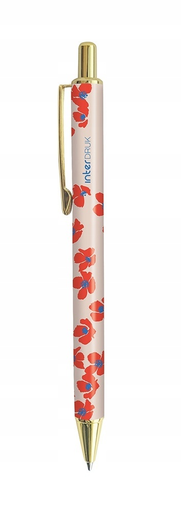 Długopis niebieski metalowy Interdruk Tutto Bello kwiaty 0,7 mm 4 szt