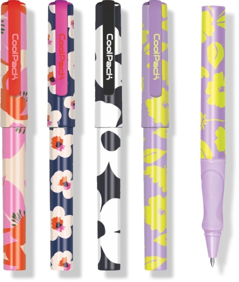 Długopis żelowy niebieski kwiaty satywnowe wykończenie 0,7 mm Coolpak 4 szt