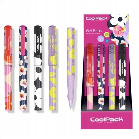 Długopis żelowy niebieski kwiaty satywnowe wykończenie 0,7 mm Coolpak 4 szt