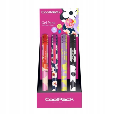 Długopis żelowy niebieski kwiaty satywnowe wykończenie 0,7 mm Coolpak 4 szt