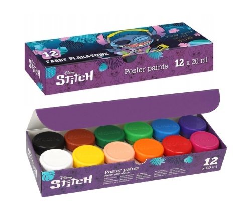 Farby plakatowe Patio 20 ml 12 kolorów Lilo I Stitch Farby plakatowe Patio 20 ml 12 kolorów Lilo I Stitch