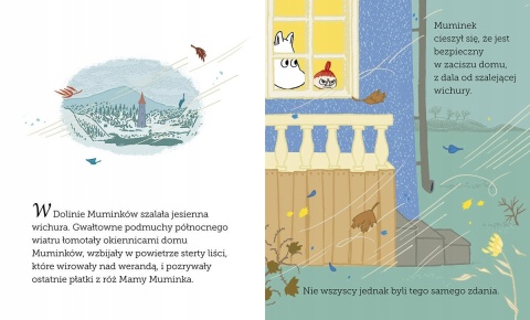 Muminki Muminek i i Mała Mi i dziki wiatr czytanka z dużymi literami