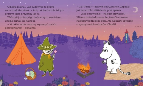 Muminki Muminek i i Włóczykij szukają przygód czytanka z dużymi literami